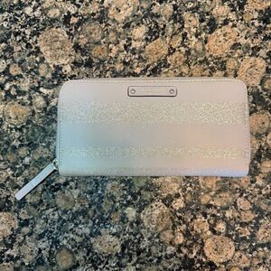 Kate Spade Metallic Silver Zip Wallet
